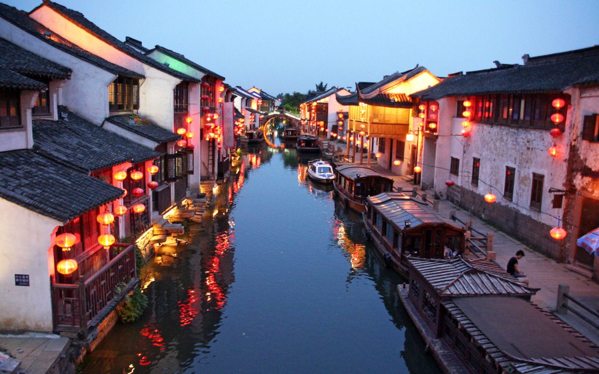 Canal de Souzhou de noche